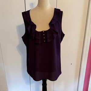 New York & Company Deep Purple Ruffle Blouse